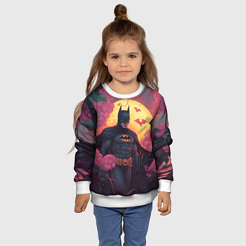 Детский свитшот Бэтмен и дерево с цветами / 3D-Белый – фото 4