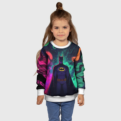 Детский свитшот Бэтмен красочное небо / 3D-Белый – фото 4