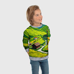 Свитшот детский Русская душа и поле, цвет: 3D-меланж — фото 2