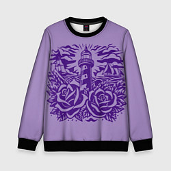 Детский свитшот Маяк с розами и корабли