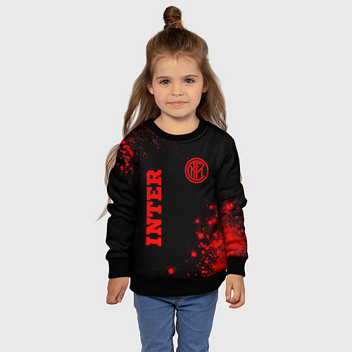 Детский свитшот Inter - red gradient вертикально / 3D-Черный – фото 4