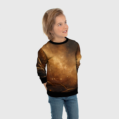 Детский свитшот Песочный фон со звездами / 3D-Черный – фото 3