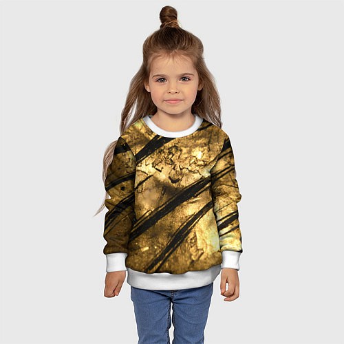 Детский свитшот Золото с черной текстурой / 3D-Белый – фото 4