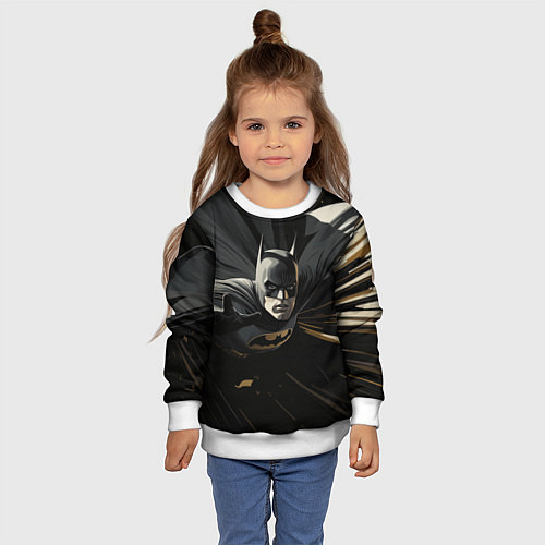 Детский свитшот Бэтмен черный плащ / 3D-Белый – фото 4