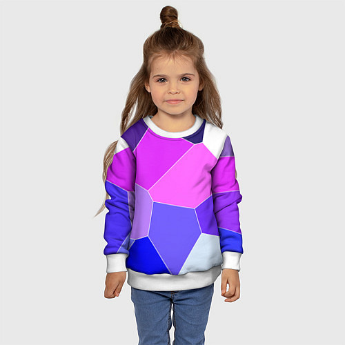 Детский свитшот Сине-розовый крупные фрагменты / 3D-Белый – фото 4