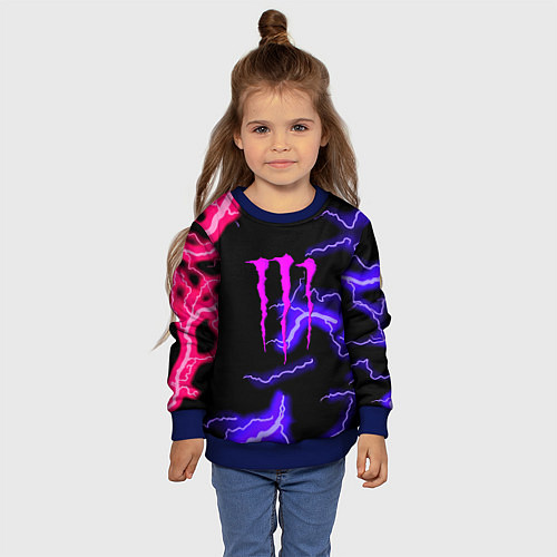 Детский свитшот Monster energy неоновый шторм / 3D-Синий – фото 4