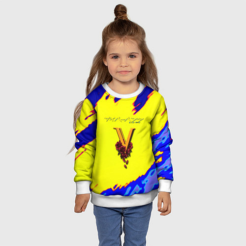 Детский свитшот Cyberpunk краски неоновые / 3D-Белый – фото 4