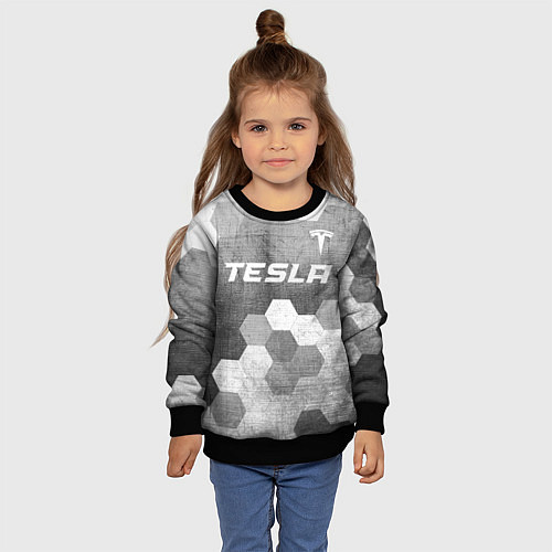 Детский свитшот Tesla - grey gradient посередине / 3D-Черный – фото 4