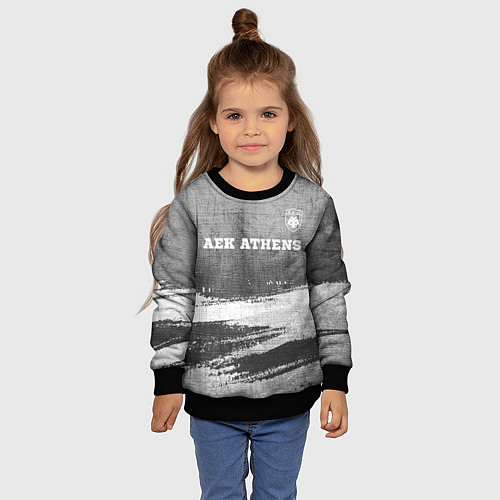 Детский свитшот AEK Athens - grey gradient посередине / 3D-Черный – фото 4