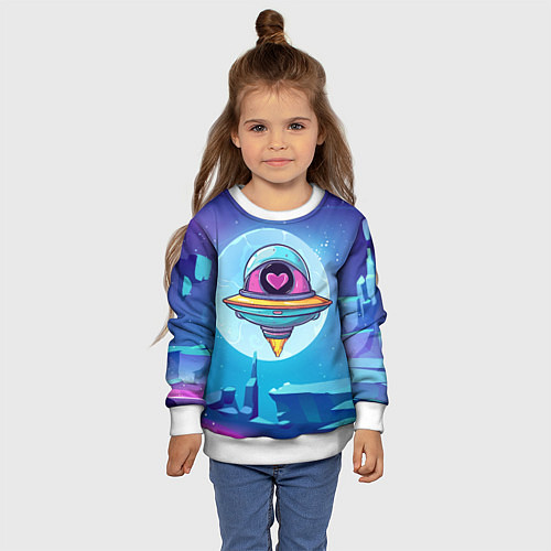 Детский свитшот Нло с сердечком внутри / 3D-Белый – фото 4