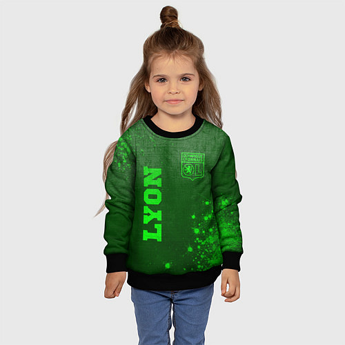 Детский свитшот Lyon - green gradient вертикально / 3D-Черный – фото 4