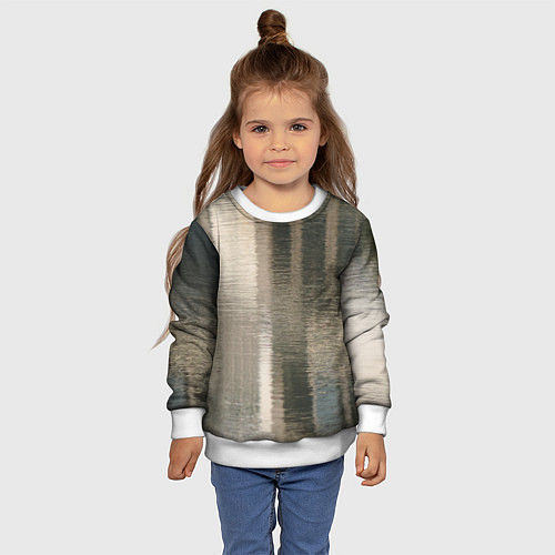 Детский свитшот Размытые серо-бежевые полосы / 3D-Белый – фото 4