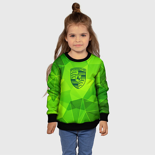 Детский свитшот Porsche green poly / 3D-Черный – фото 4