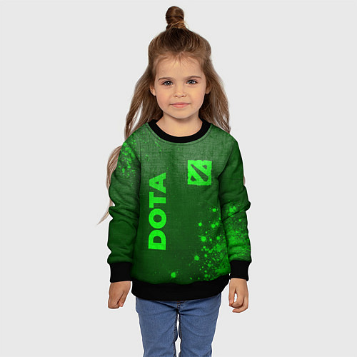 Детский свитшот Dota - green gradient вертикально / 3D-Черный – фото 4