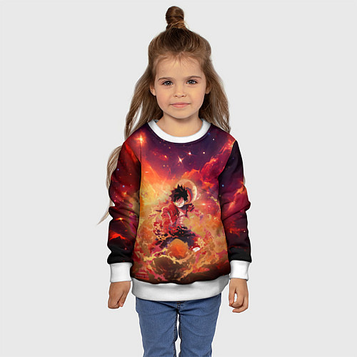 Детский свитшот Fire Luffy - One Piece / 3D-Белый – фото 4