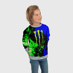 Свитшот детский Monster energy кислотный огонь, цвет: 3D-меланж — фото 2