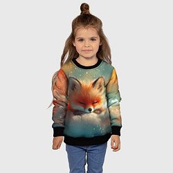 Свитшот детский Лисенок спит на облаке, цвет: 3D-черный — фото 2