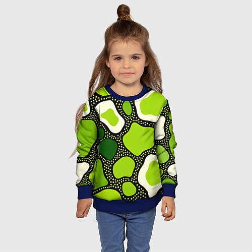 Детский свитшот Зеленая абстракция с кругами / 3D-Синий – фото 4