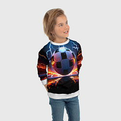 Свитшот детский Футбольный мяч в молниях, цвет: 3D-белый — фото 2