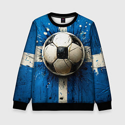 Свитшот детский Футбольный мяч на синем, цвет: 3D-черный