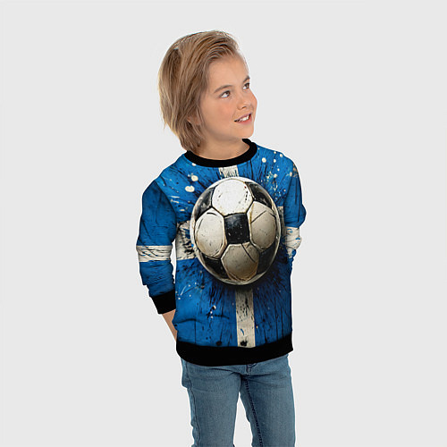 Детский свитшот Футбольный мяч на синем / 3D-Черный – фото 3