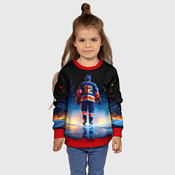 Свитшот детский Хоккеист в синем пламени, цвет: 3D-красный — фото 2