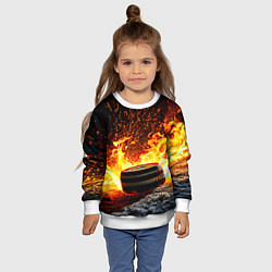 Свитшот детский Шайба в огне, цвет: 3D-белый — фото 2