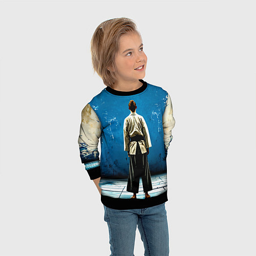 Детский свитшот Айкидоист на синем / 3D-Черный – фото 3