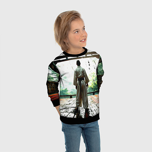 Детский свитшот Боец айкидо в Японии / 3D-Черный – фото 3