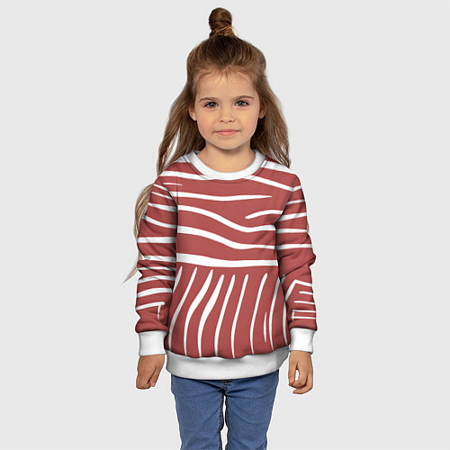 Детский свитшот Полоски красной зебры / 3D-Белый – фото 4