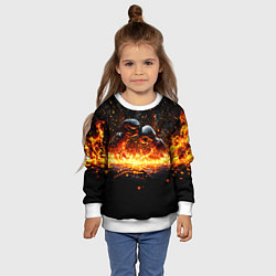 Свитшот детский Кикбоксеркие перчатки в огне, цвет: 3D-белый — фото 2