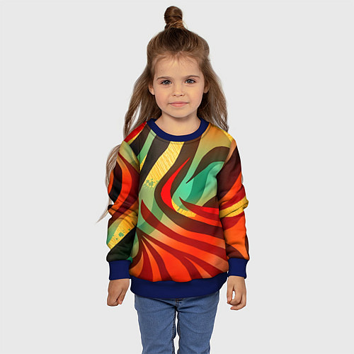 Детский свитшот Жаркая полосатая абстракция / 3D-Синий – фото 4