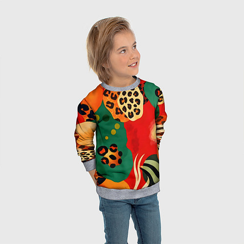 Детский свитшот Анималистичный африканский паттерн / 3D-Меланж – фото 3