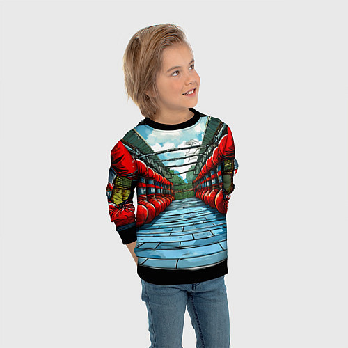 Детский свитшот Зал Муай Тай / 3D-Черный – фото 3