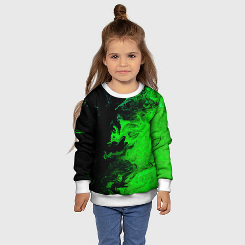 Детский свитшот Color green black / 3D-Белый – фото 4