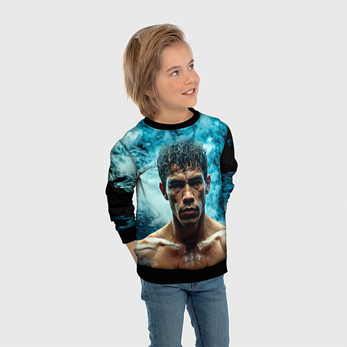 Детский свитшот Артуро Гатти в дыму / 3D-Черный – фото 3