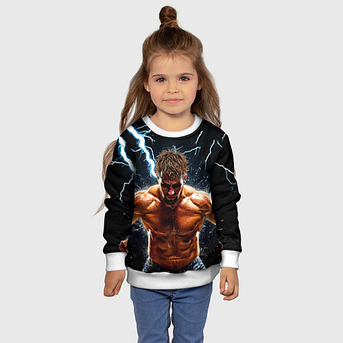 Детский свитшот Рестлер в молниях / 3D-Белый – фото 4