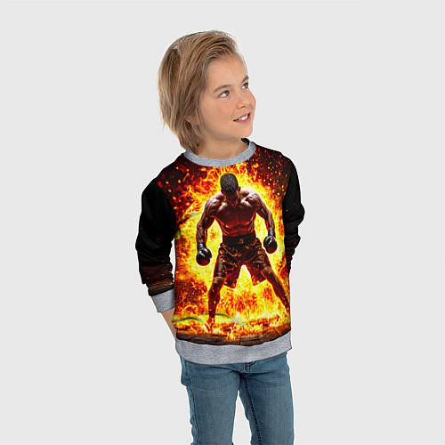 Детский свитшот Боксер в огне / 3D-Меланж – фото 3