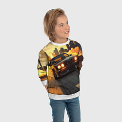 Свитшот детский БМВ на фоне заката, цвет: 3D-белый — фото 2