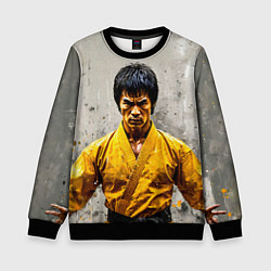 Свитшот детский Брюс Ли на сером, цвет: 3D-черный
