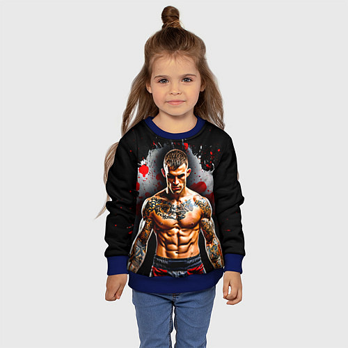 Детский свитшот Дастин Порье на черном / 3D-Синий – фото 4