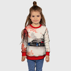 Свитшот детский Черная БМВ и сакура, цвет: 3D-красный — фото 2