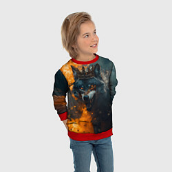 Свитшот детский Злой волк в огне, цвет: 3D-красный — фото 2