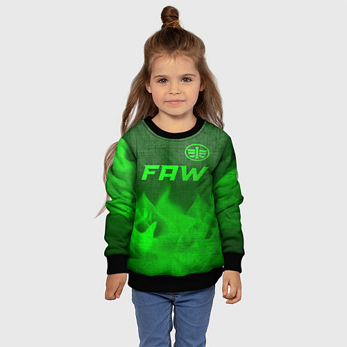 Детский свитшот FAW - green gradient посередине / 3D-Черный – фото 4