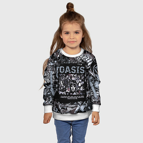 Детский свитшот Oasis на фоне гитар / 3D-Белый – фото 4