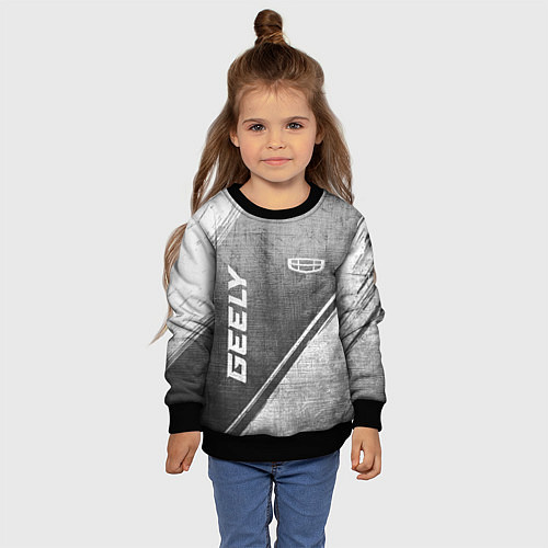 Детский свитшот Geely - grey gradient вертикально / 3D-Черный – фото 4
