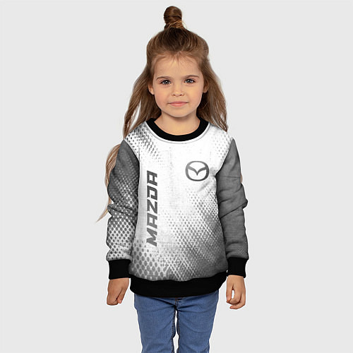 Детский свитшот Mazda - white gradient вертикально / 3D-Черный – фото 4