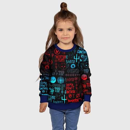 Детский свитшот Twenty one pilots rock pattern / 3D-Синий – фото 4
