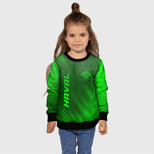 Детский свитшот Haval - green gradient вертикально / 3D-Черный – фото 4