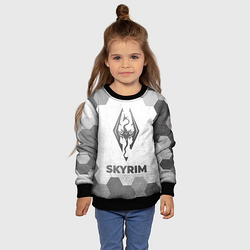 Детский свитшот Skyrim - white gradient / 3D-Черный – фото 4